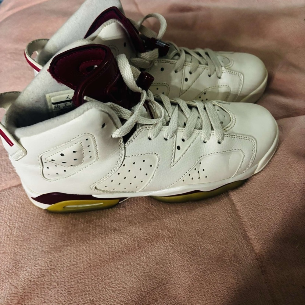 Jordan White and Red High-Top Sneakers